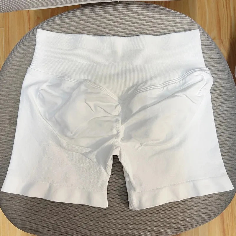 Seamless Yoga Shorts For Women Low Waist Triple Panel Waistband