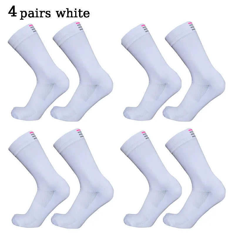 Unisex Cycling Socks Nylon Spandex Mid Length For Racing
