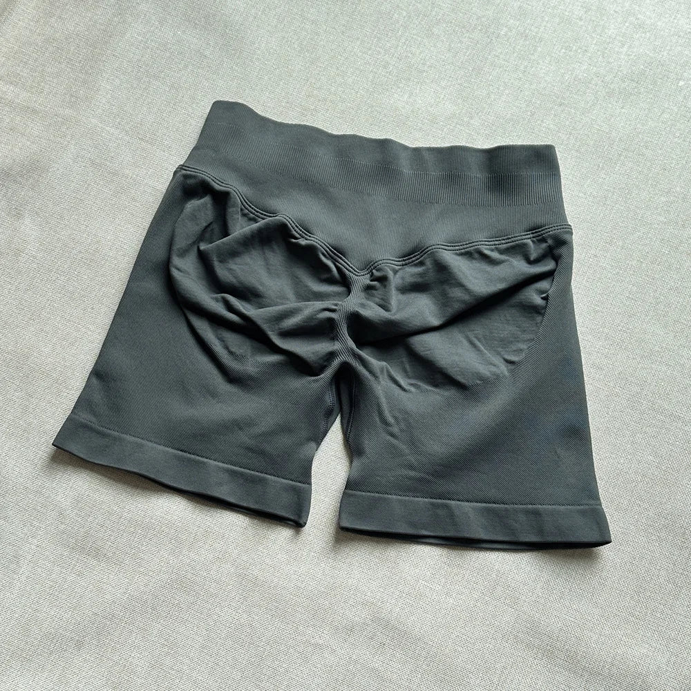 Seamless Yoga Shorts For Women Low Waist Triple Panel Waistband