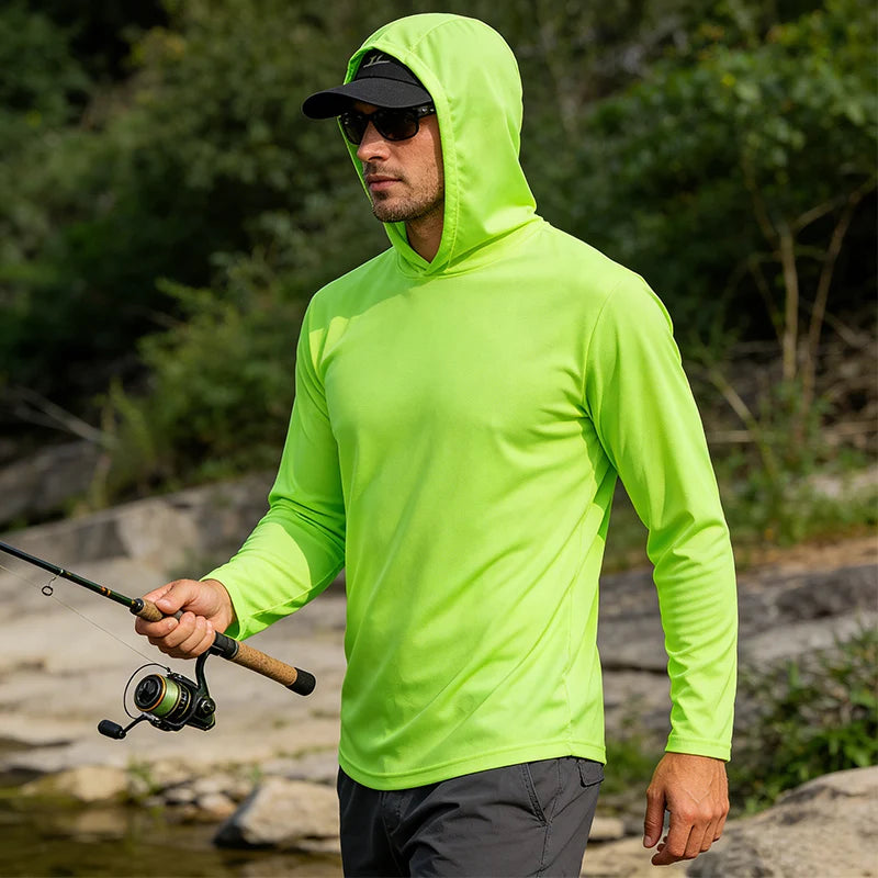 Men's Quick-Dry Hooded Long Sleeve T Shirt Polyester