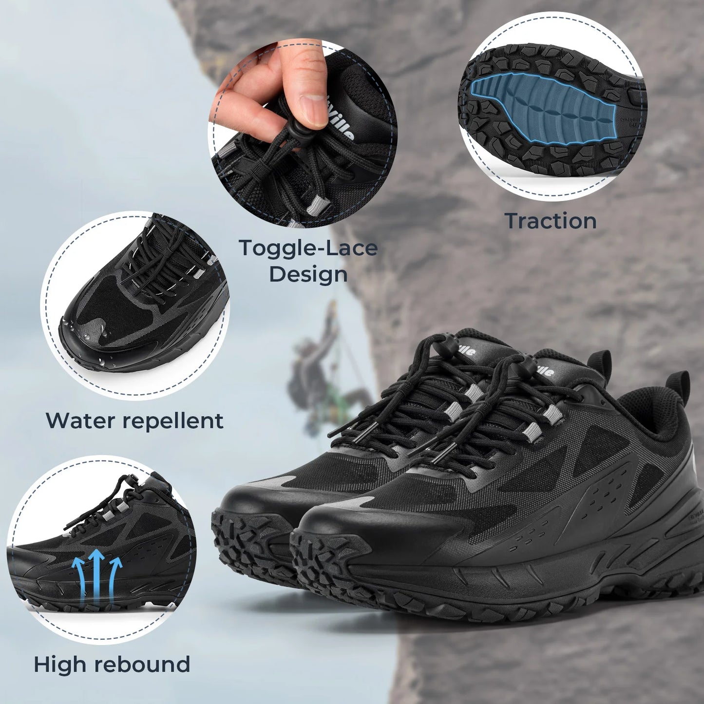 Fittington Breathable Mesh Hiking Shoes For Men With Arch Support