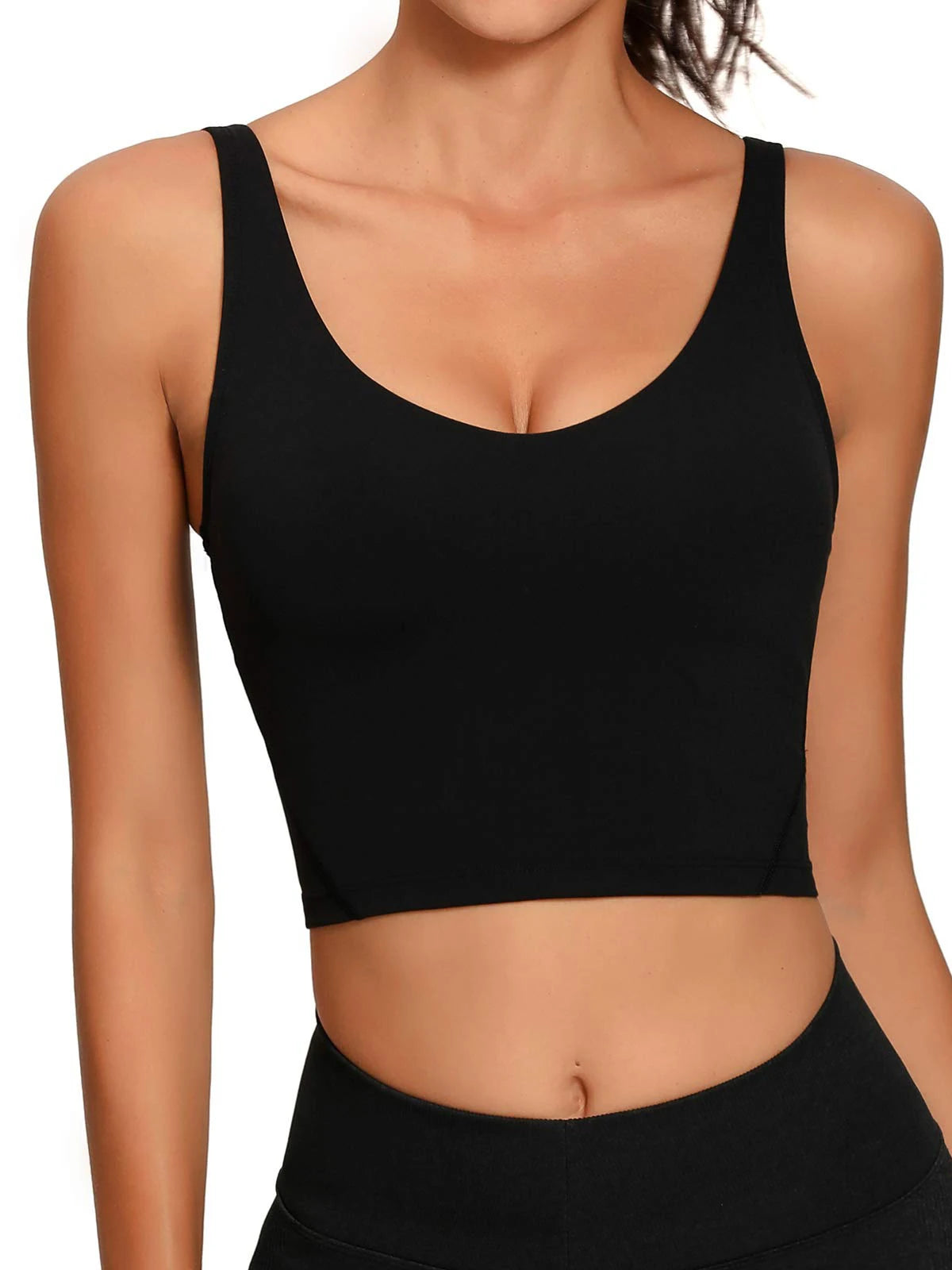 Womens Longline Wirefree Padded Sports Bra for Yoga and Fitness