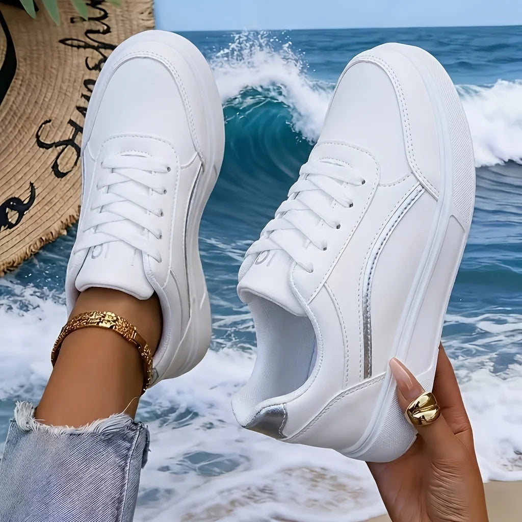 Women Platform Walking Sneakers Soft Leather Lightweight Trainers