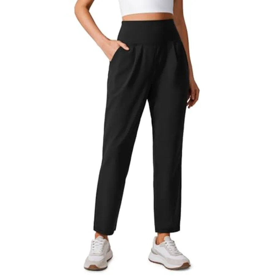 CRZ YOGA Butterlift Ankle Yoga Pants for Women 27" - 7/8 Tapered Front Pleated for Lounge Travel with Pockets