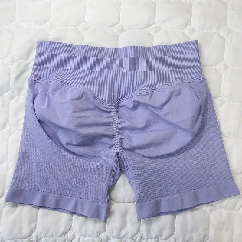 Seamless Yoga Shorts For Women Low Waist Triple Panel Waistband