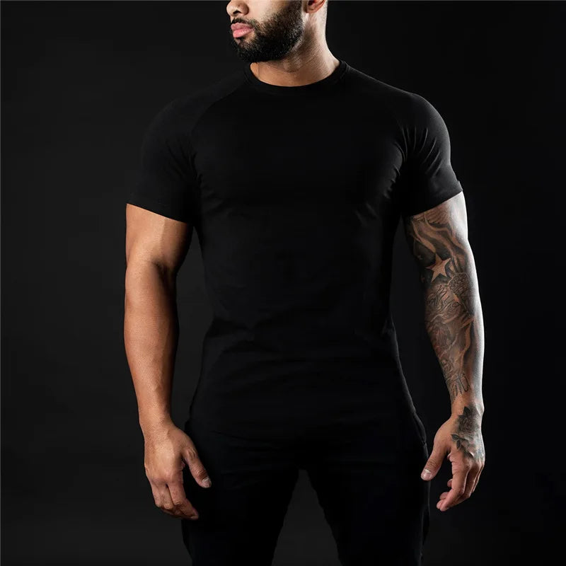 Essential Cotton Gym Tshirt For Men Short Sleeve Workout Top