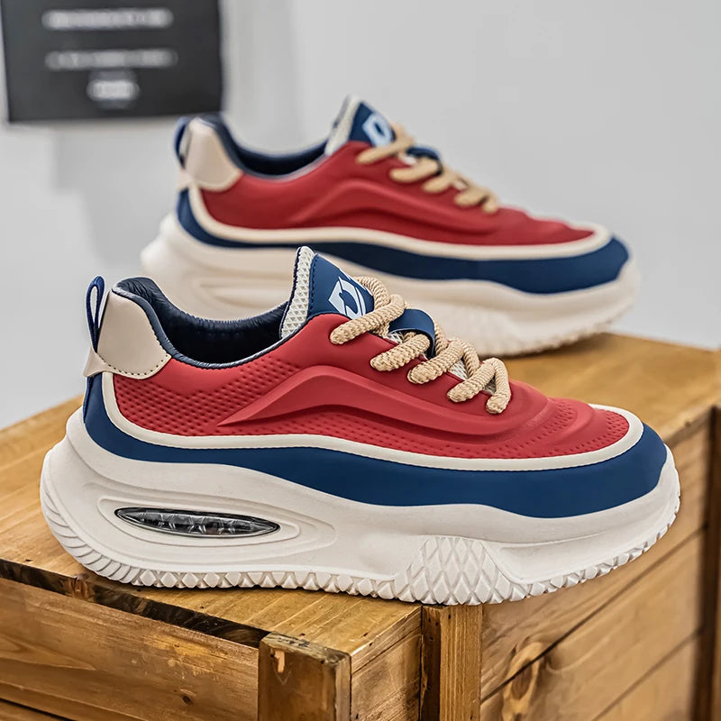 Men's Leather Waterproof Sports Shoes With Height Increasing Insole