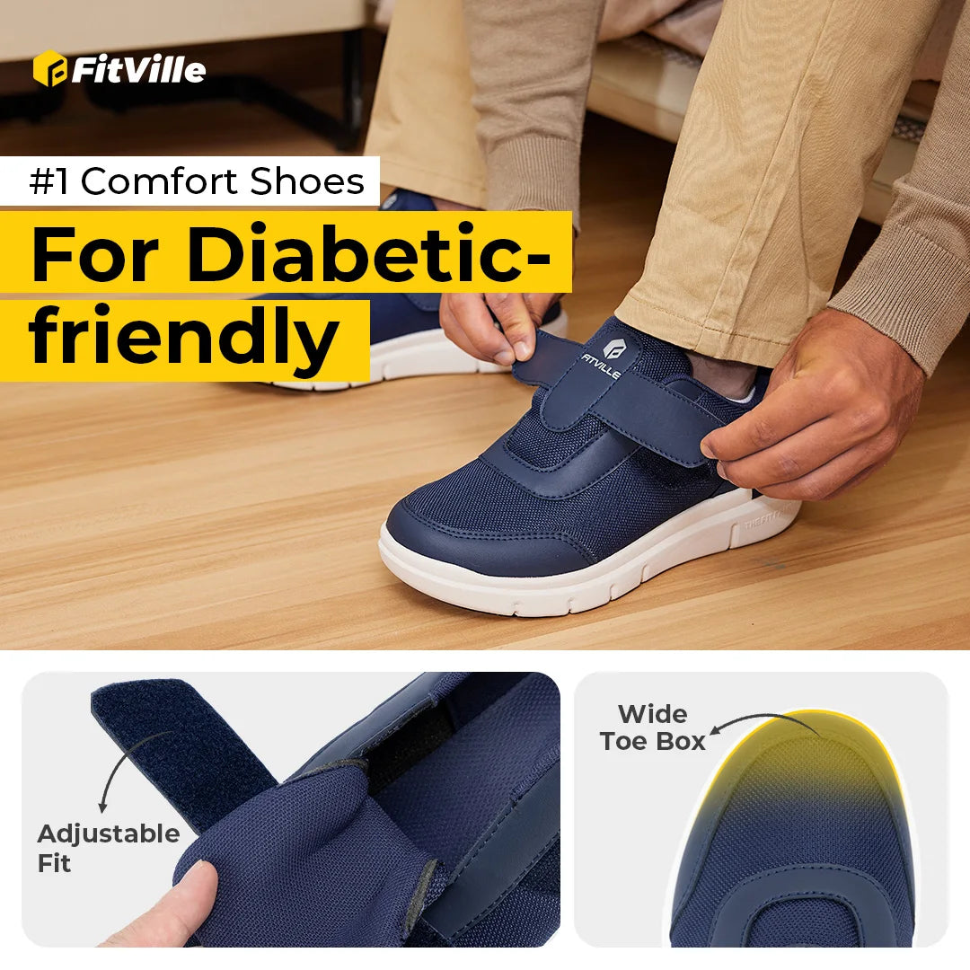 Fitville Men's Extra Wide Diabetic Shoes For Swollen Feet Relief
