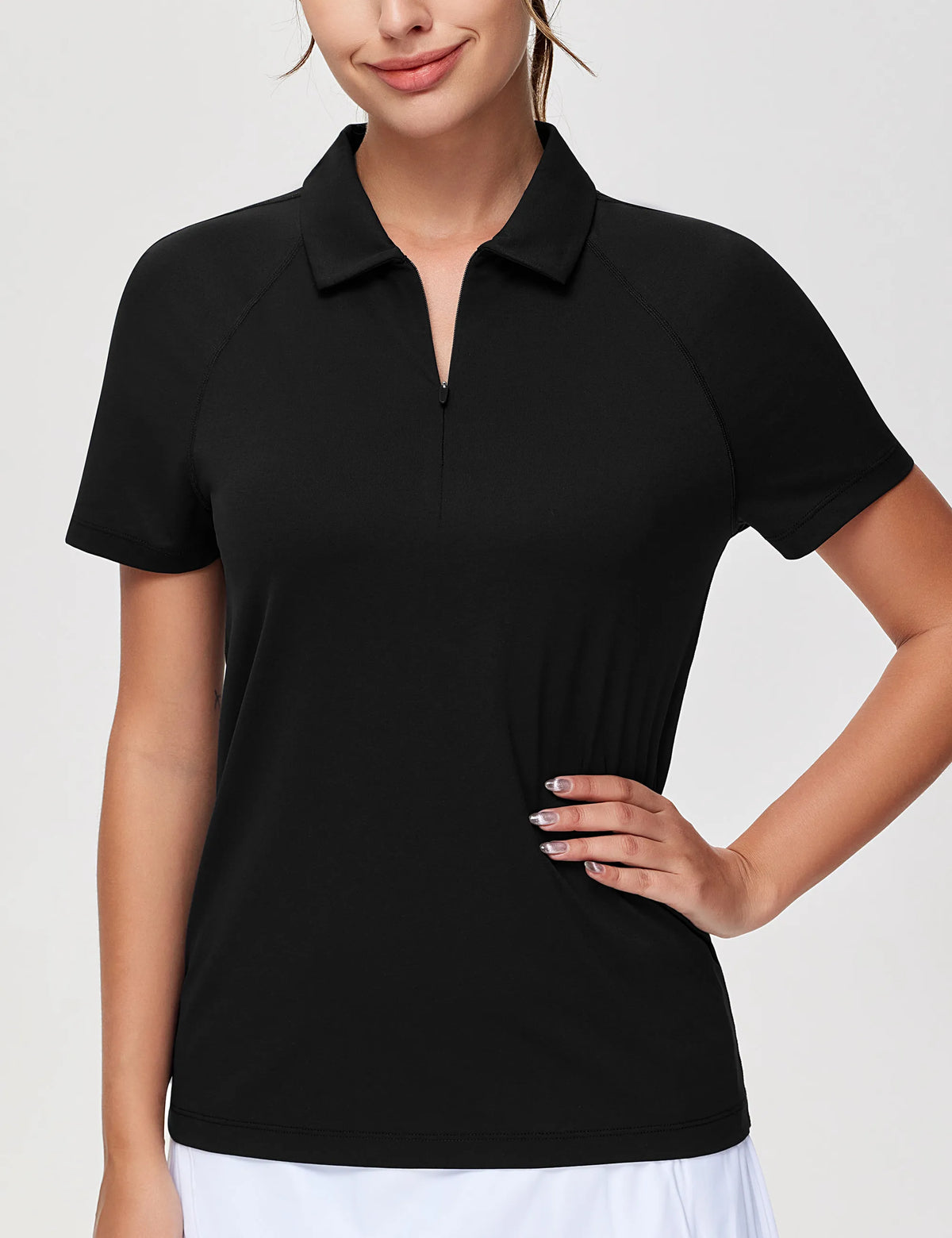 The Gym People Women Quick Dry Zip Collar Polo Shirt