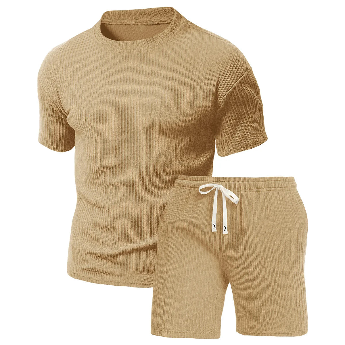 Breathable Polyester Men Two Piece Casual Sports Shorts Set