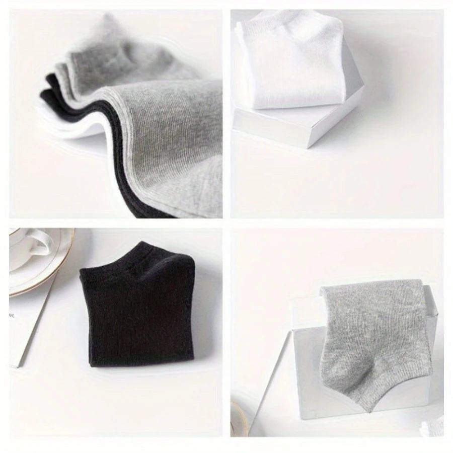 10 Pairs of Thin Socks - Black/white/gray, Ankle Socks for Men and Women, Sweat Absorbing and Soft, Suitable for Daily Wear