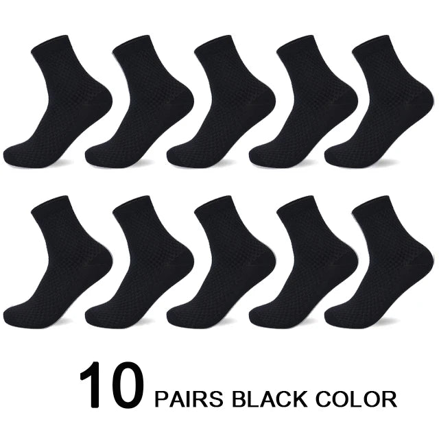Men's Bamboo Fiber Socks 10 Pairs for Business Casual