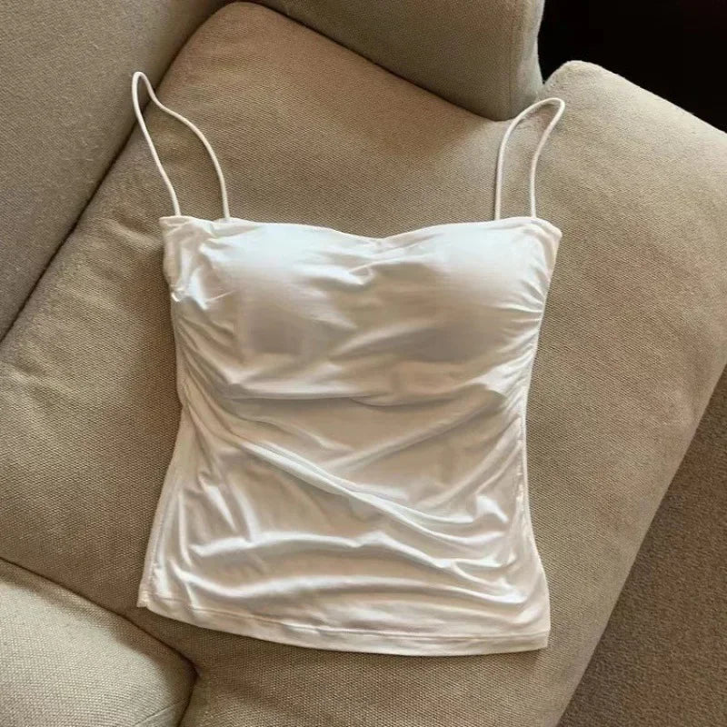 Women Seamless Camisole Tank Top With Chest Pads And Support