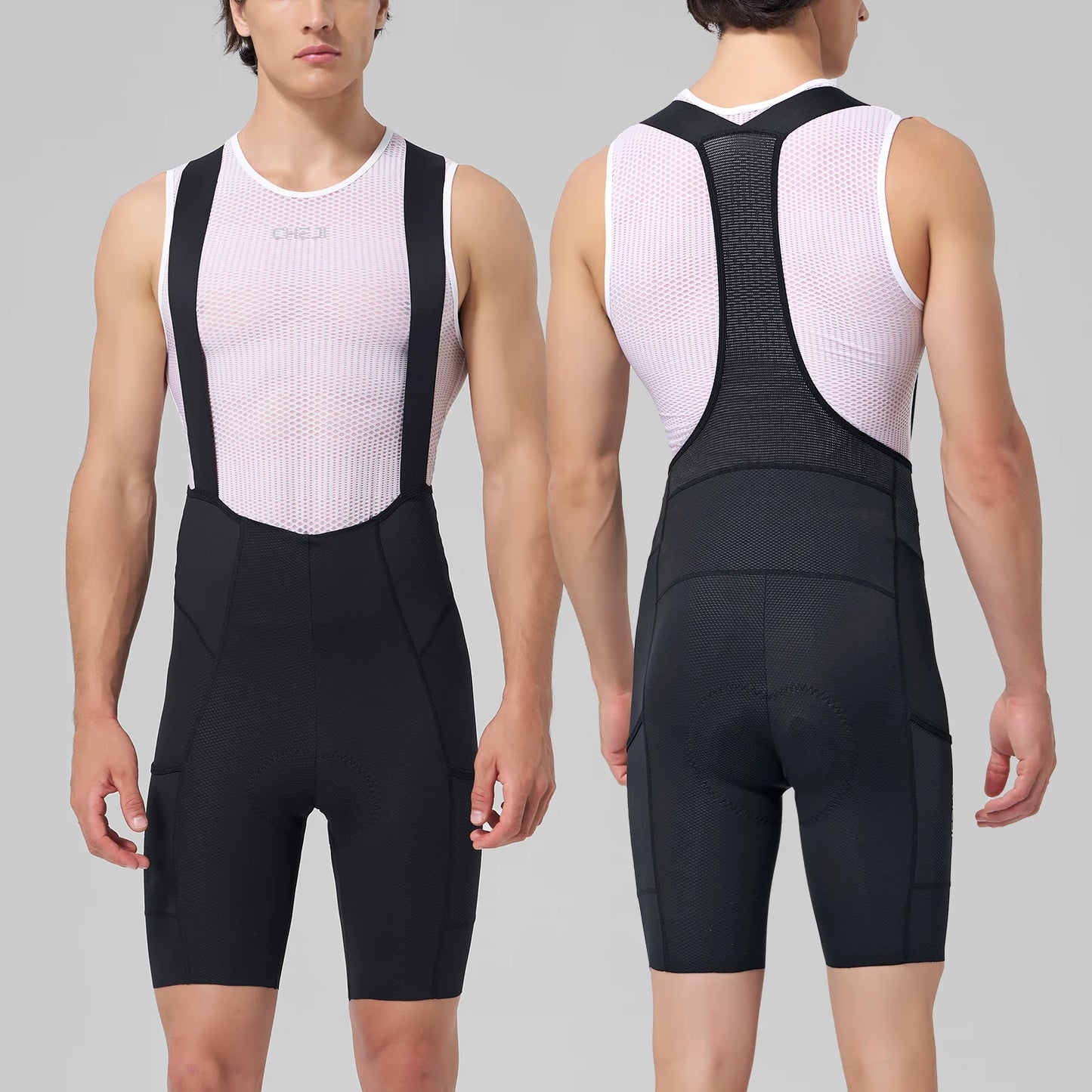 Cheji Men's Cycling Bib Shorts Seamless Quick Dry Breathable Comfort