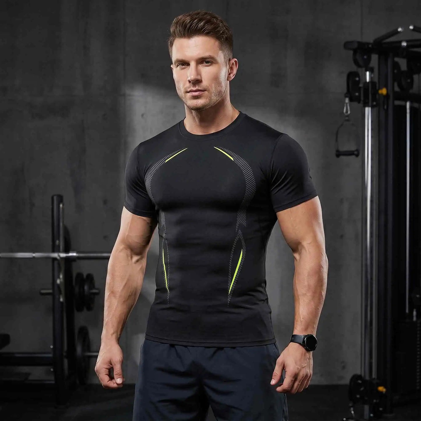 Mens Compression Short Sleeve Base Layer Shirts Moisture Wicking Athletic