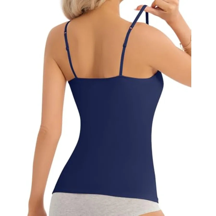 5-Pack Bamboo Fiber Tank Tops With Built-In Bras For Women