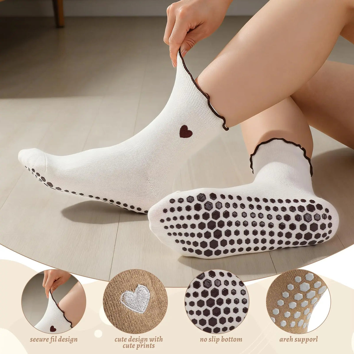 Non-Slip Pilates Grip Socks With Silicone Dots For Yoga Ballet