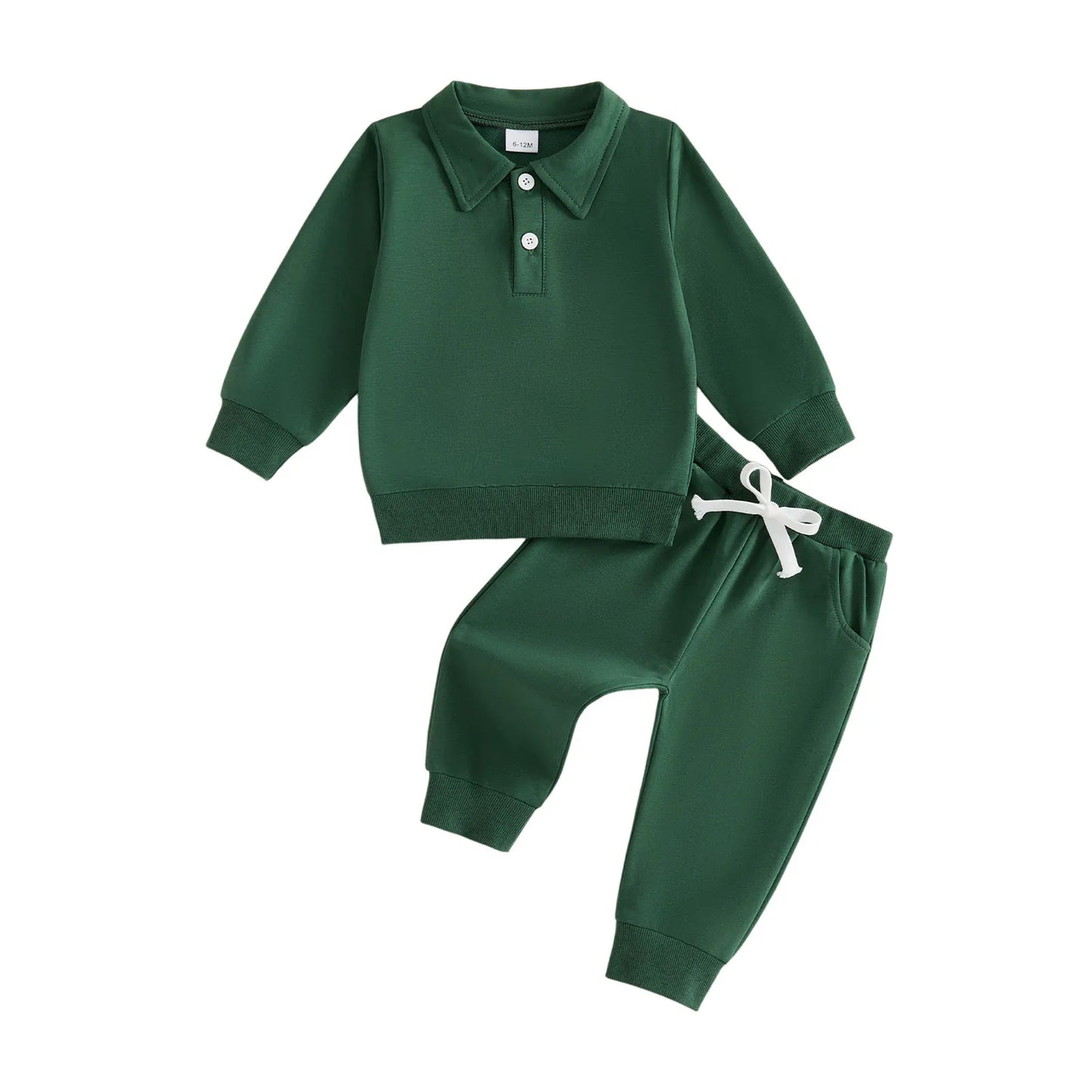 Toddler 2 Piece Solid Sweatshirt Set With Elastic Waist Pants