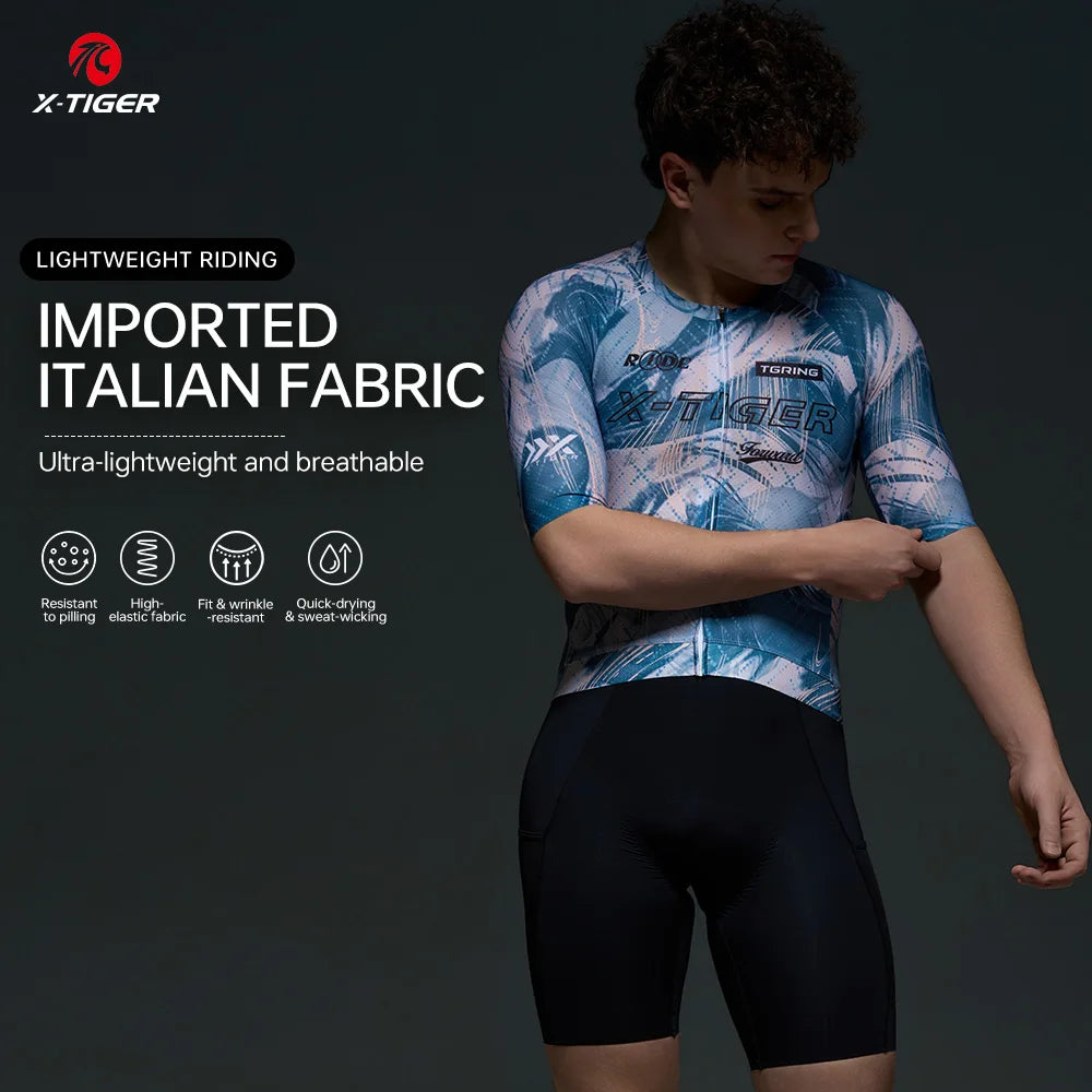 X-TIGER Men's Breathable Quick Dry Reflective Cycling Jersey