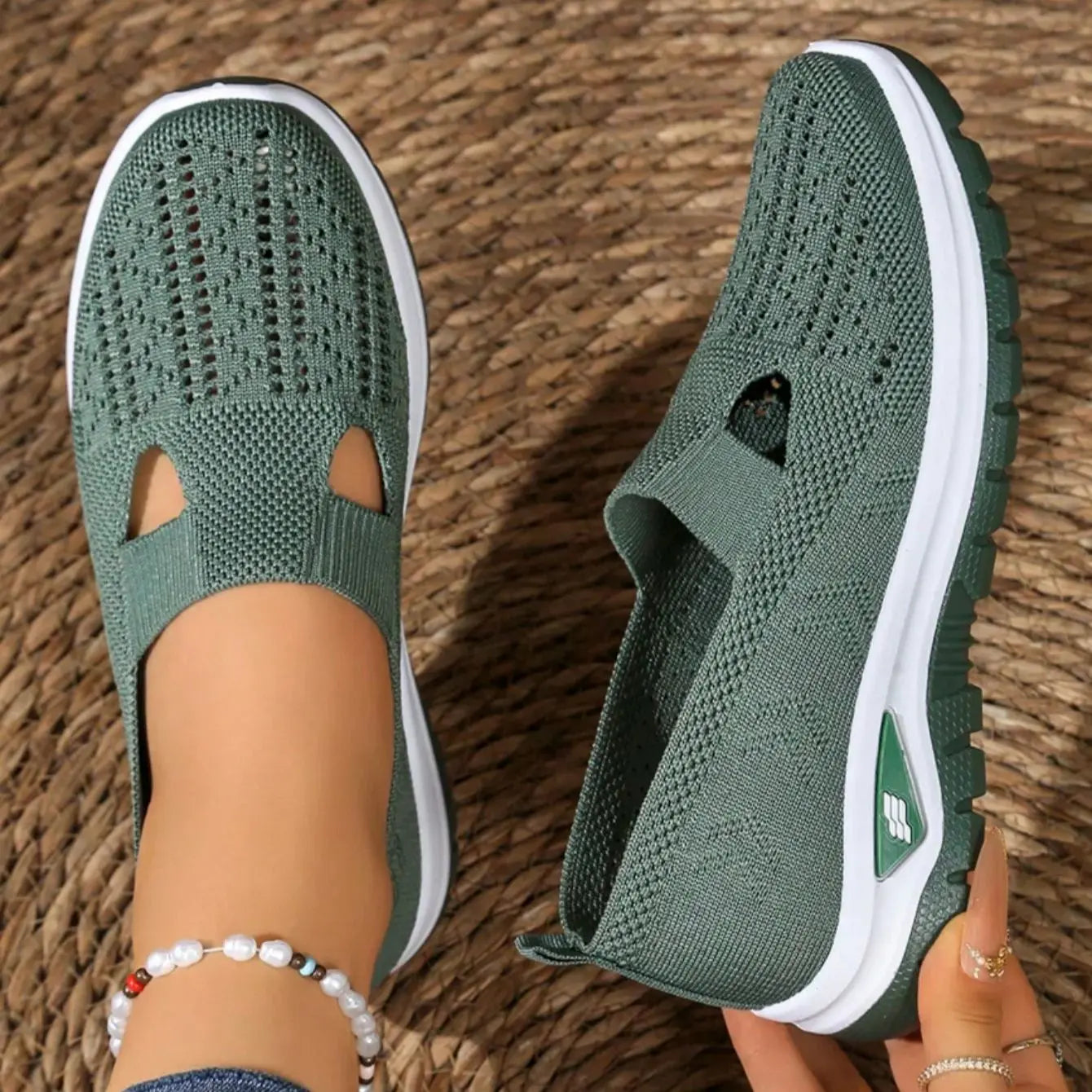 Women Lightweight Slip-On Loafers With Perforated Mesh For All-Day Comfort