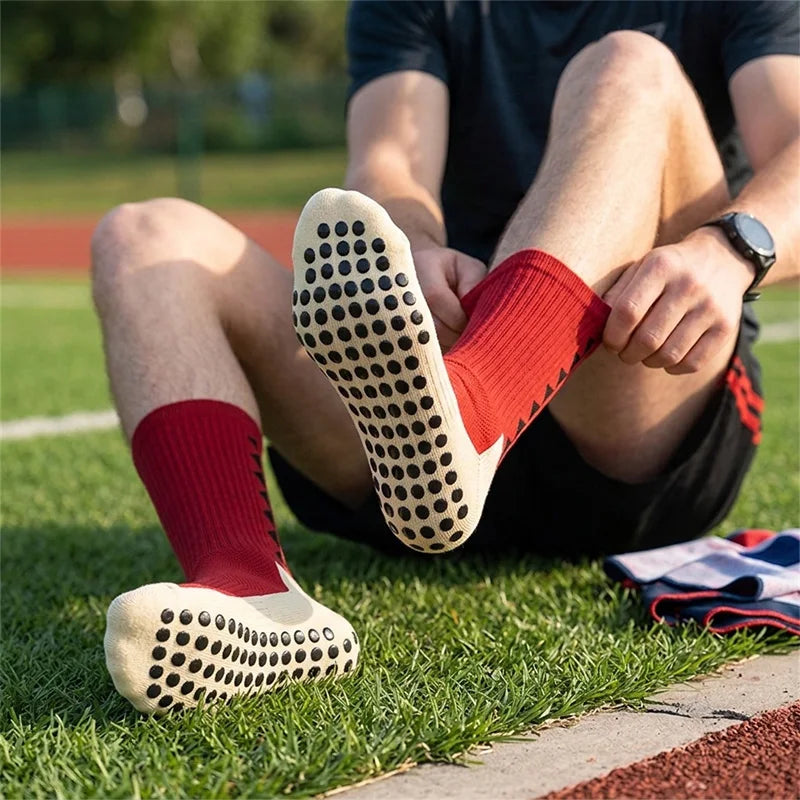 Anti Slip Football Grip Socks Cushioned Athletic Sports Training