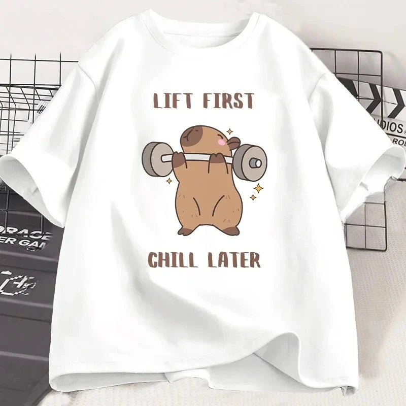 Capybara Gym T Shirt Women Sports Workout Fitness Tee