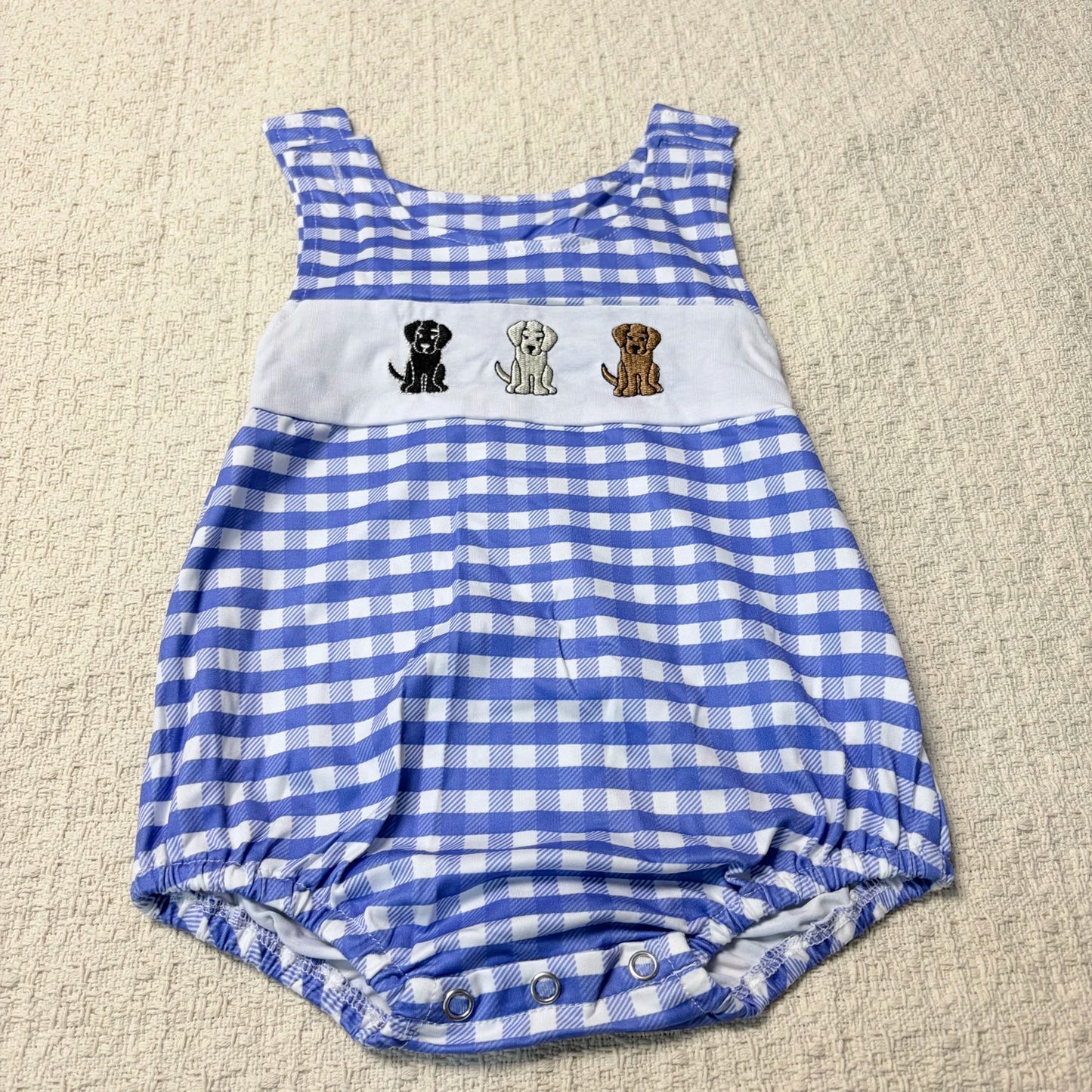Children's Plaid Shorts And Dog Top Romper Set Everyday Casual