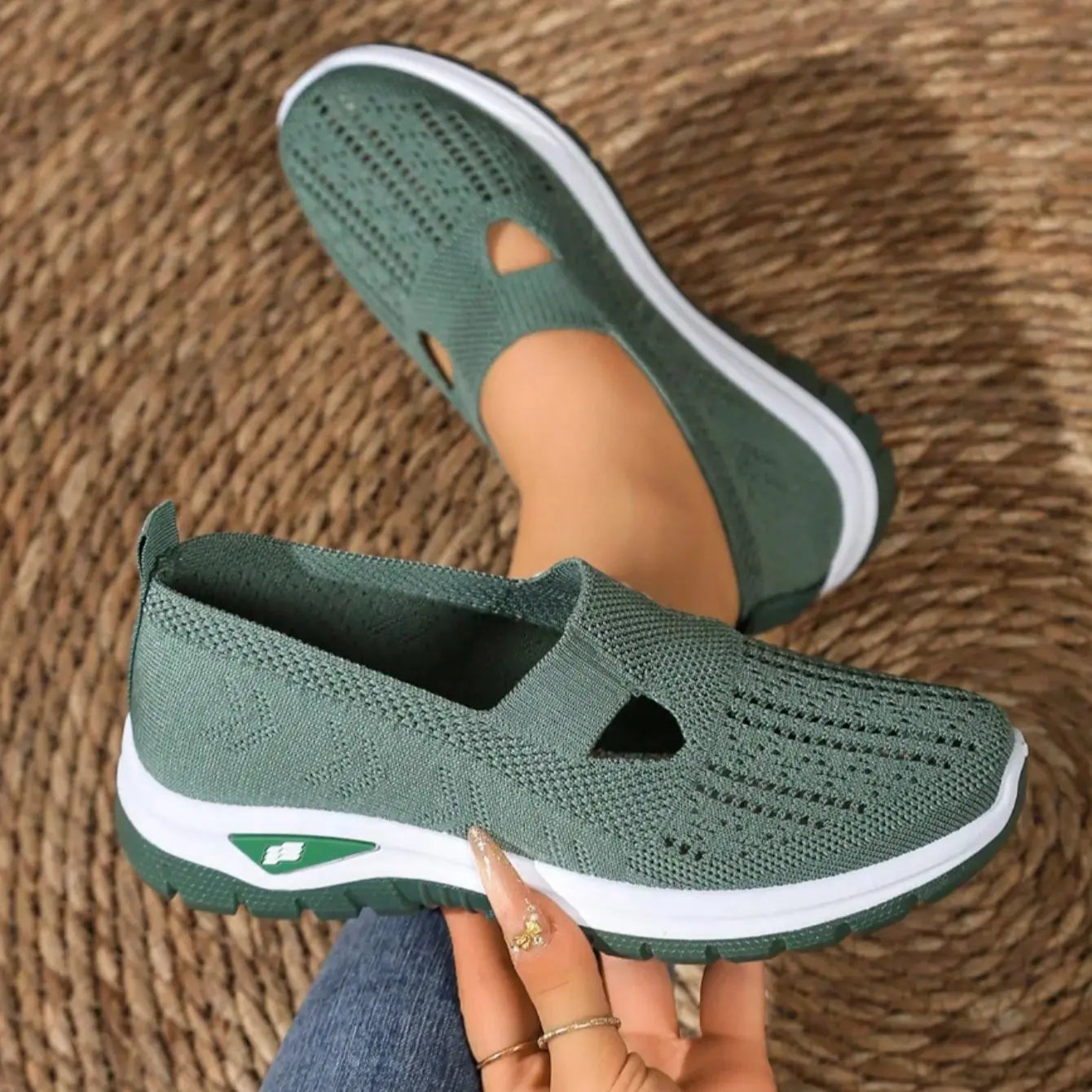 Women Lightweight Slip-On Loafers With Perforated Mesh For All-Day Comfort