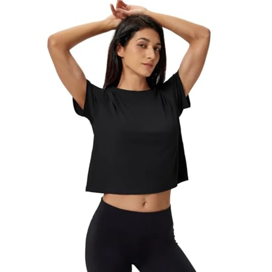 MAGCOMSEN Women's Bamboo Crop Top For Yoga And Workout