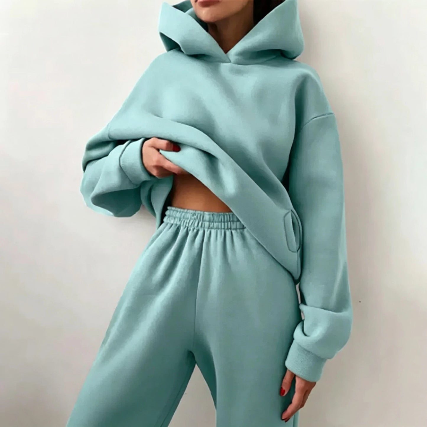 Women's Casual Hooded Sweatshirt And Jogger Set For Comfort