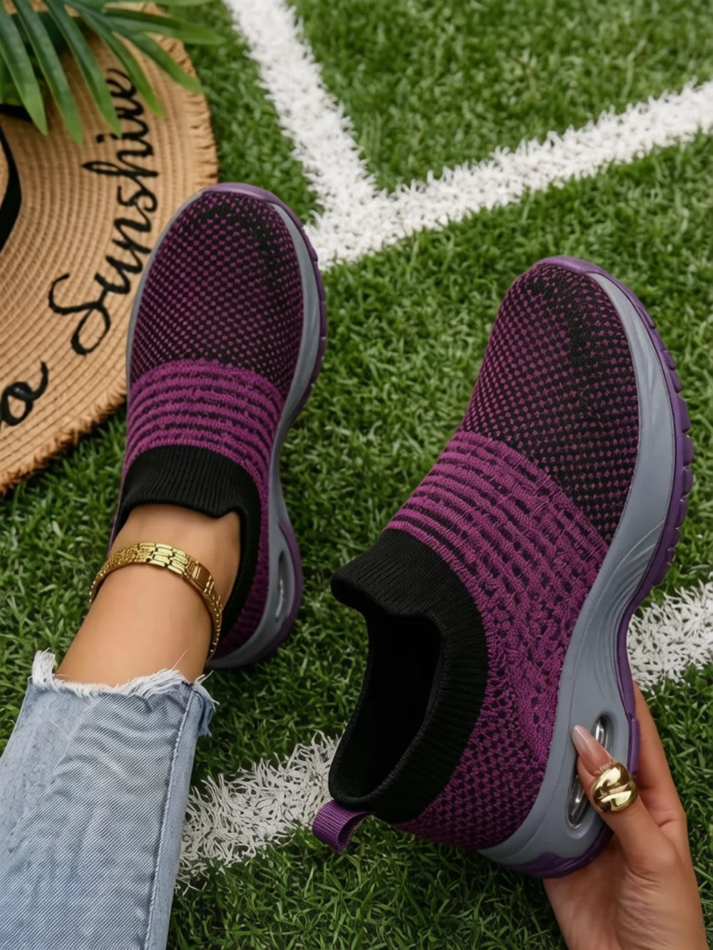 Women Breathable Mesh Rocker Bottom Wedge Orthopedic Sneakers