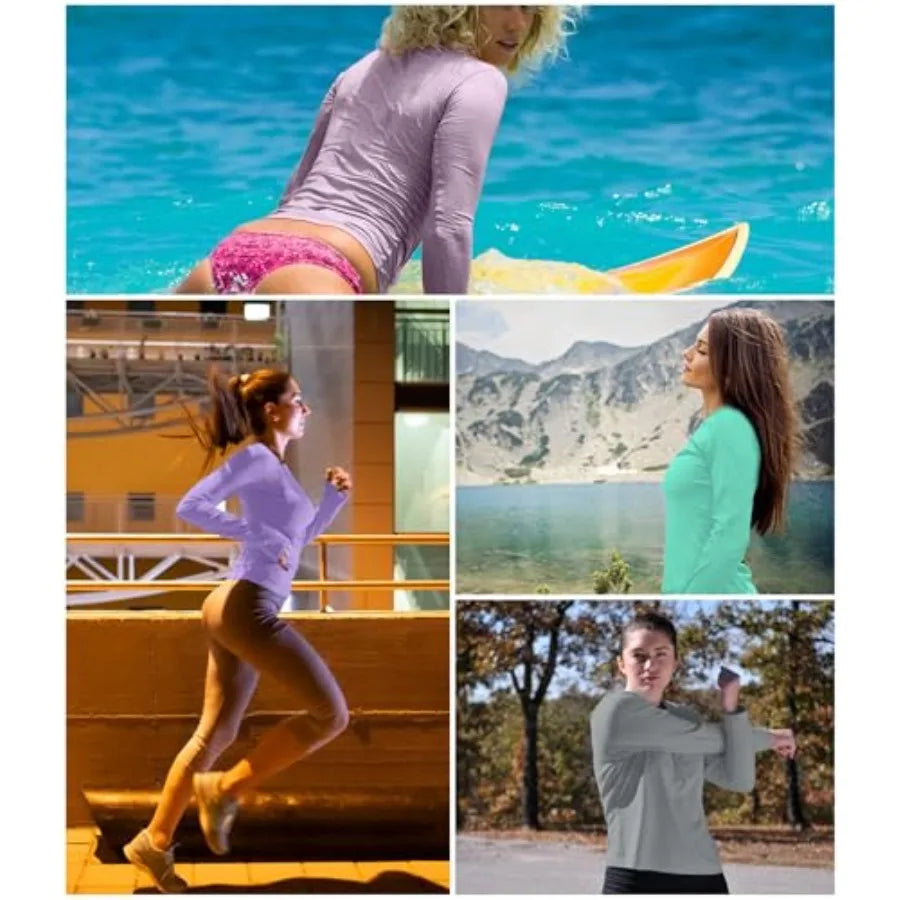 Kinglaman Womens Long Sleeve Workout Shirts UPF 50 Rash Guard