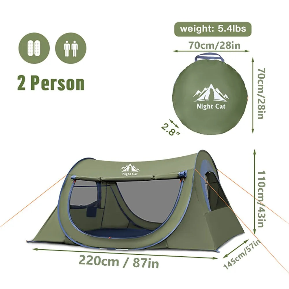 Night Cat Two Person Pop Up Tent With Mosquito Net Waterproof