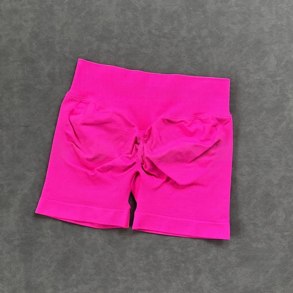 Seamless Yoga Shorts For Women Low Waist Triple Panel Waistband