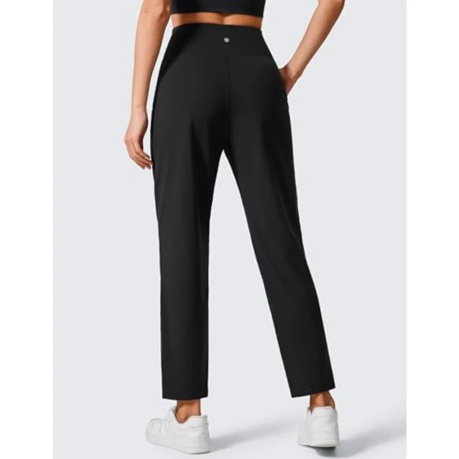 CRZ YOGA Butterlift Ankle Yoga Pants for Women 27" - 7/8 Tapered Front Pleated for Lounge Travel with Pockets