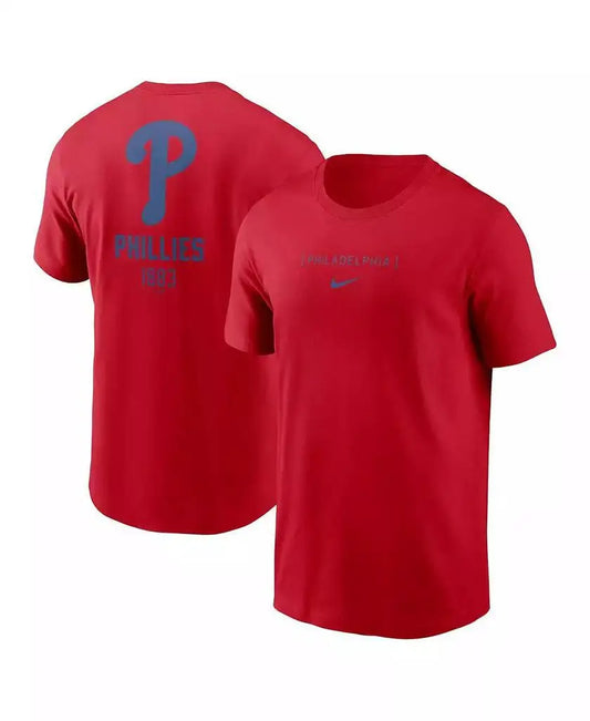 Nike Men's Phillies Large Logo Back Stack T Shirt Premium