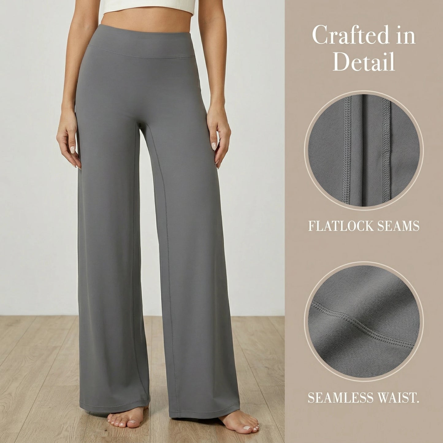 Women High Waist Wide Leg Yoga Pants Loose Flare Leggings Tummy Control Straight Workout Trousers Casual Lounge Pants Fitness