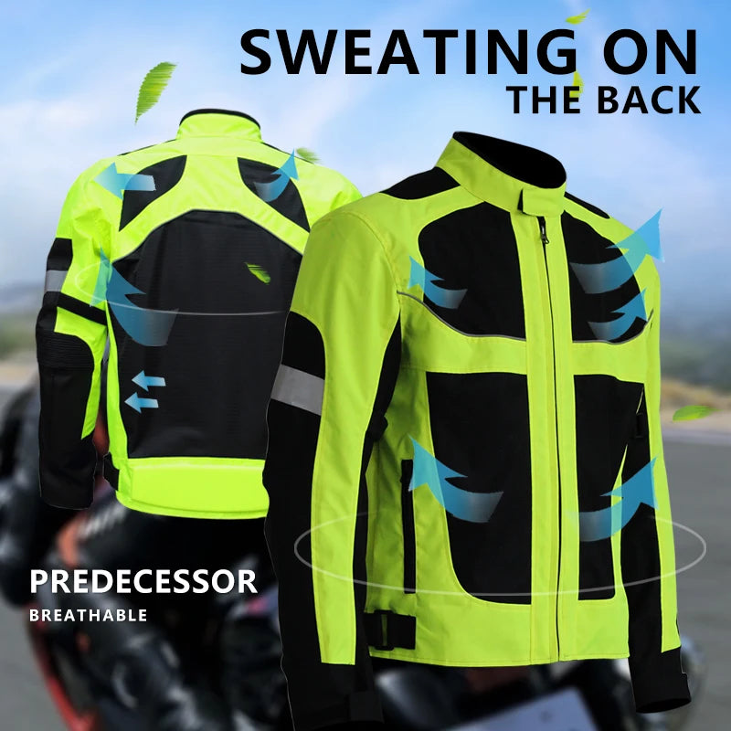 Motorcycle Reflective Night Jacket With Protective Gear Padding