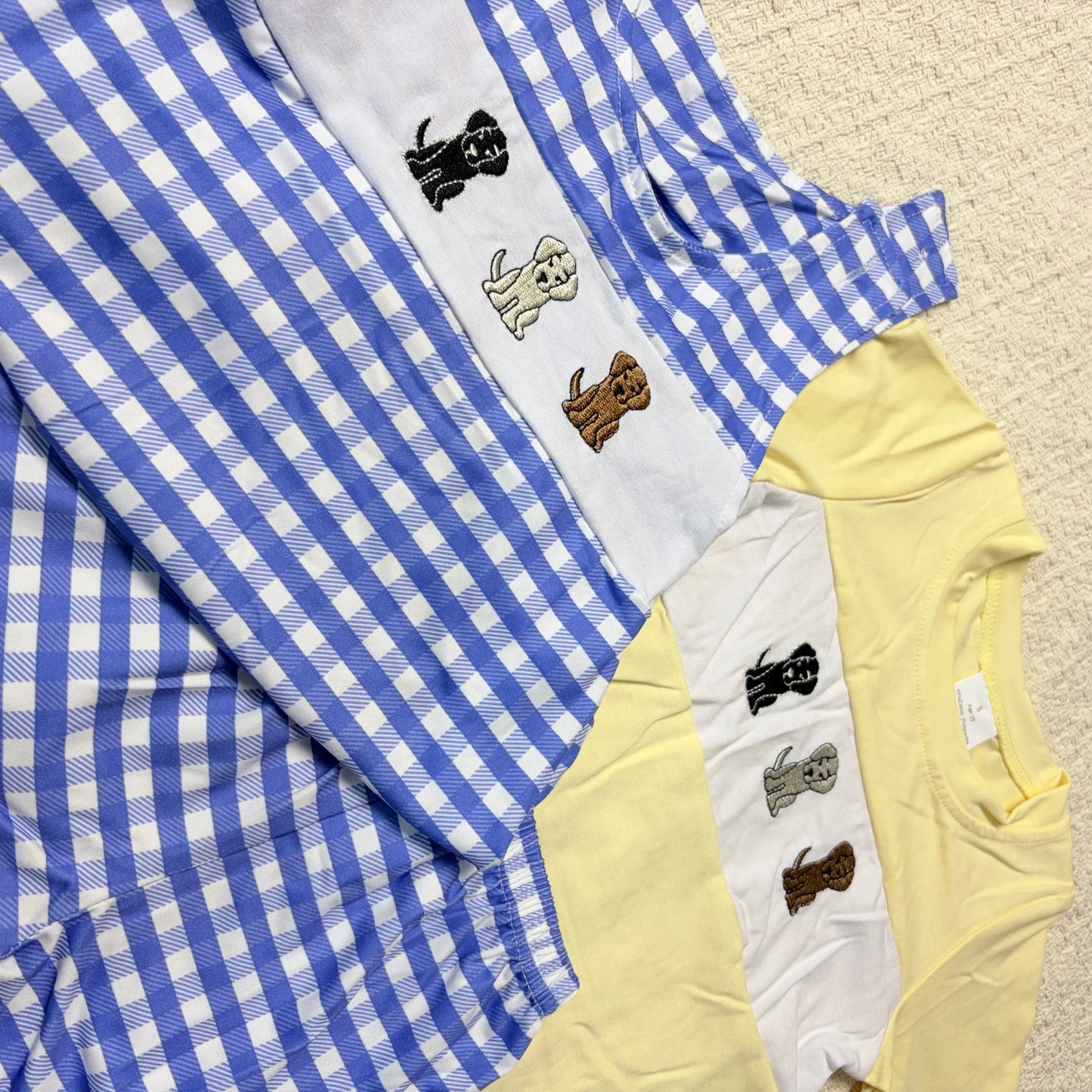 Children's Plaid Shorts And Dog Top Romper Set Everyday Casual