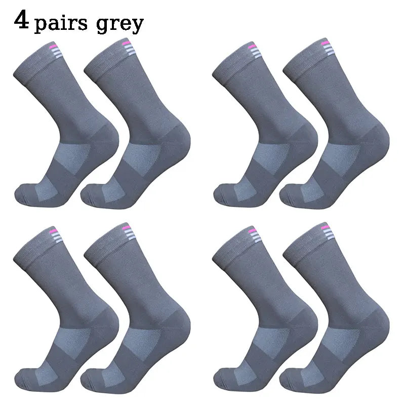 Unisex Cycling Socks Nylon Spandex Mid Length For Racing