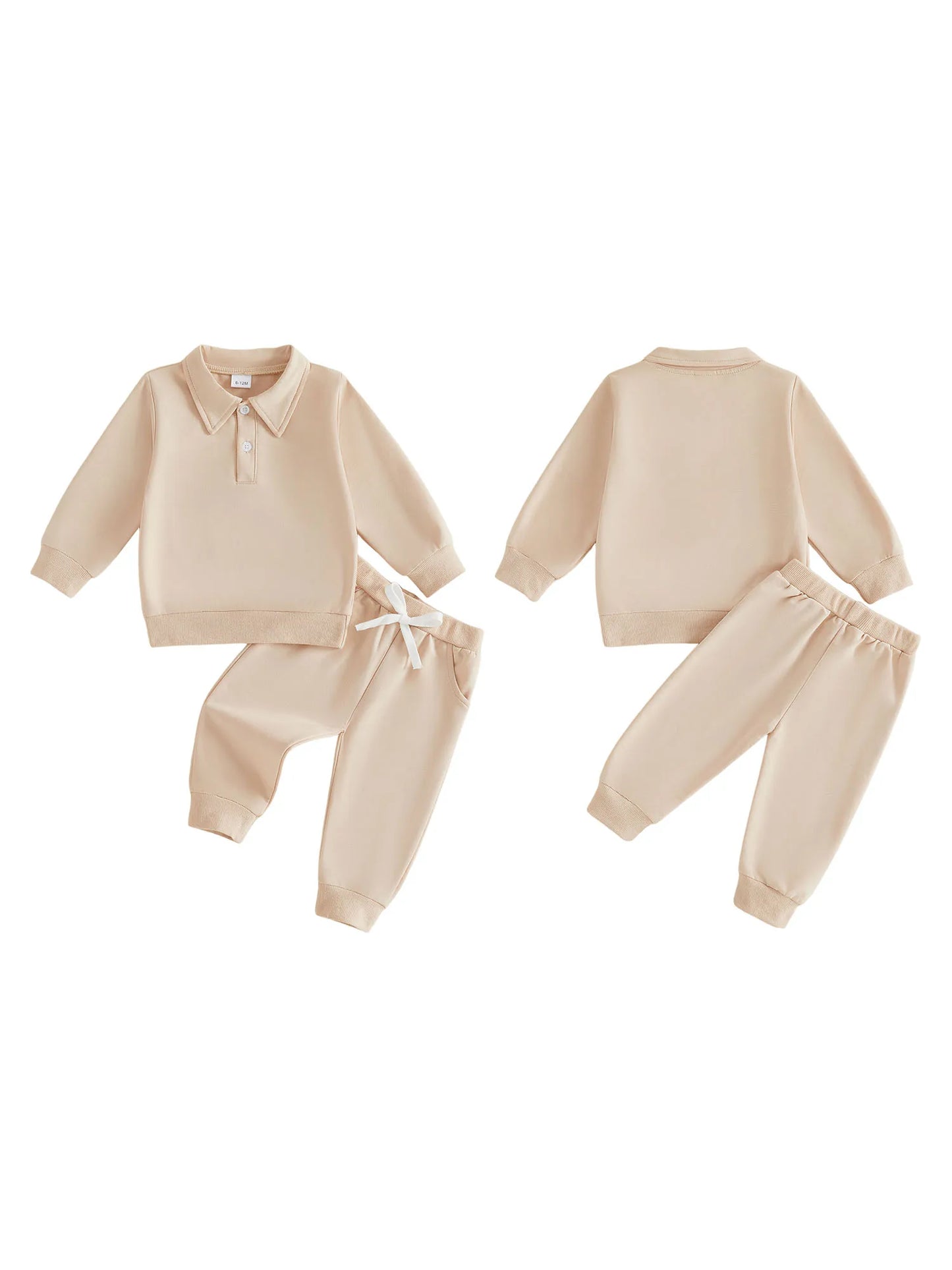 Toddler 2 Piece Solid Sweatshirt Set With Elastic Waist Pants