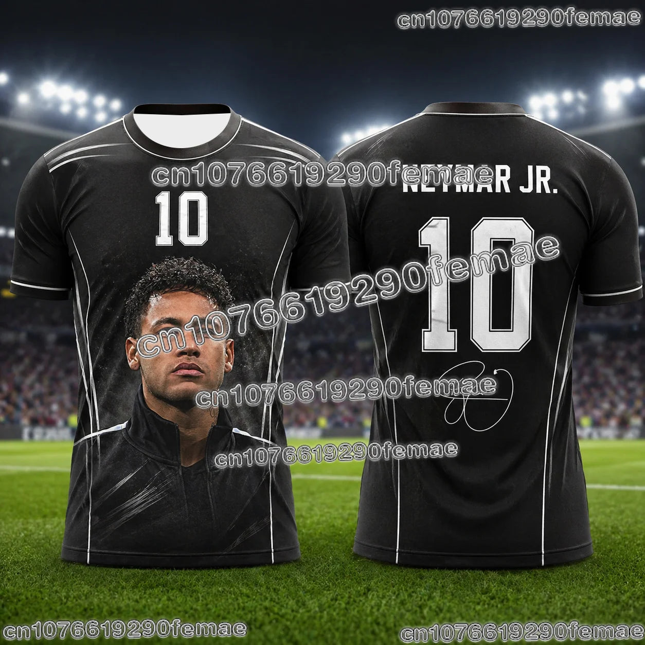 Neymar Soccer Jersey 3D Print Breathable Sports Tee For Fans