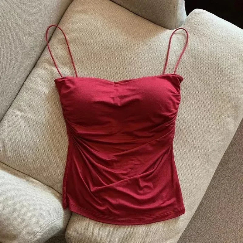 Women Seamless Camisole Tank Top With Chest Pads And Support