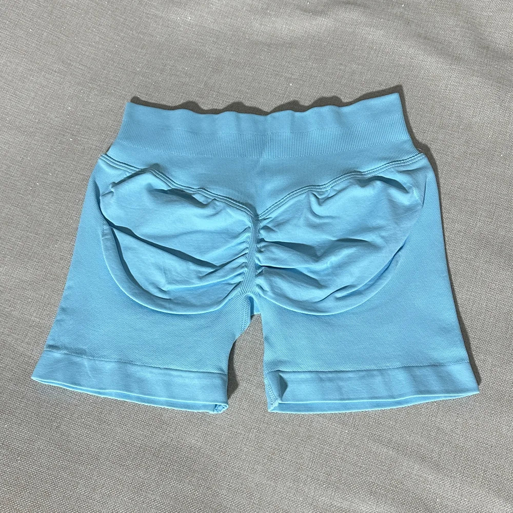 Seamless Yoga Shorts For Women Low Waist Triple Panel Waistband