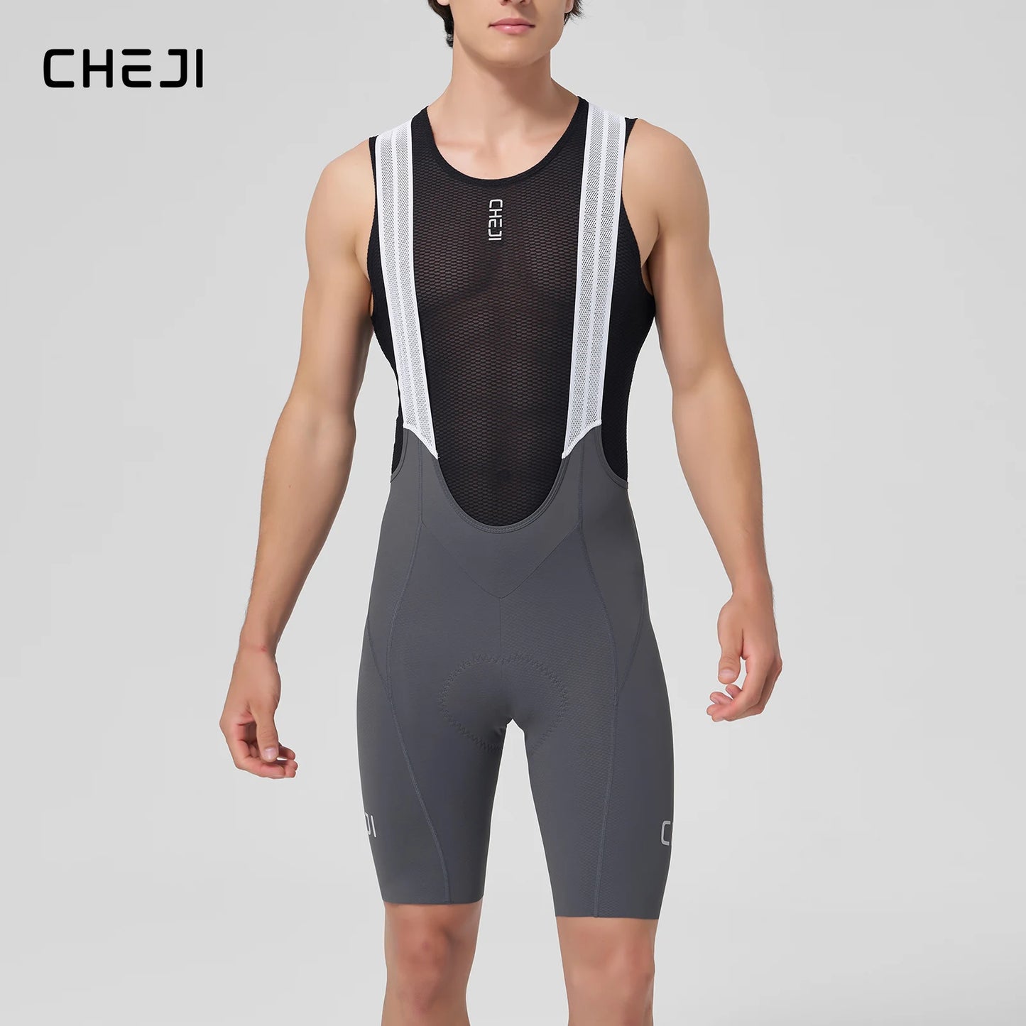 Cheji Mens Cycling Bib Shorts Breathable Seamless Comfort Quick Drying