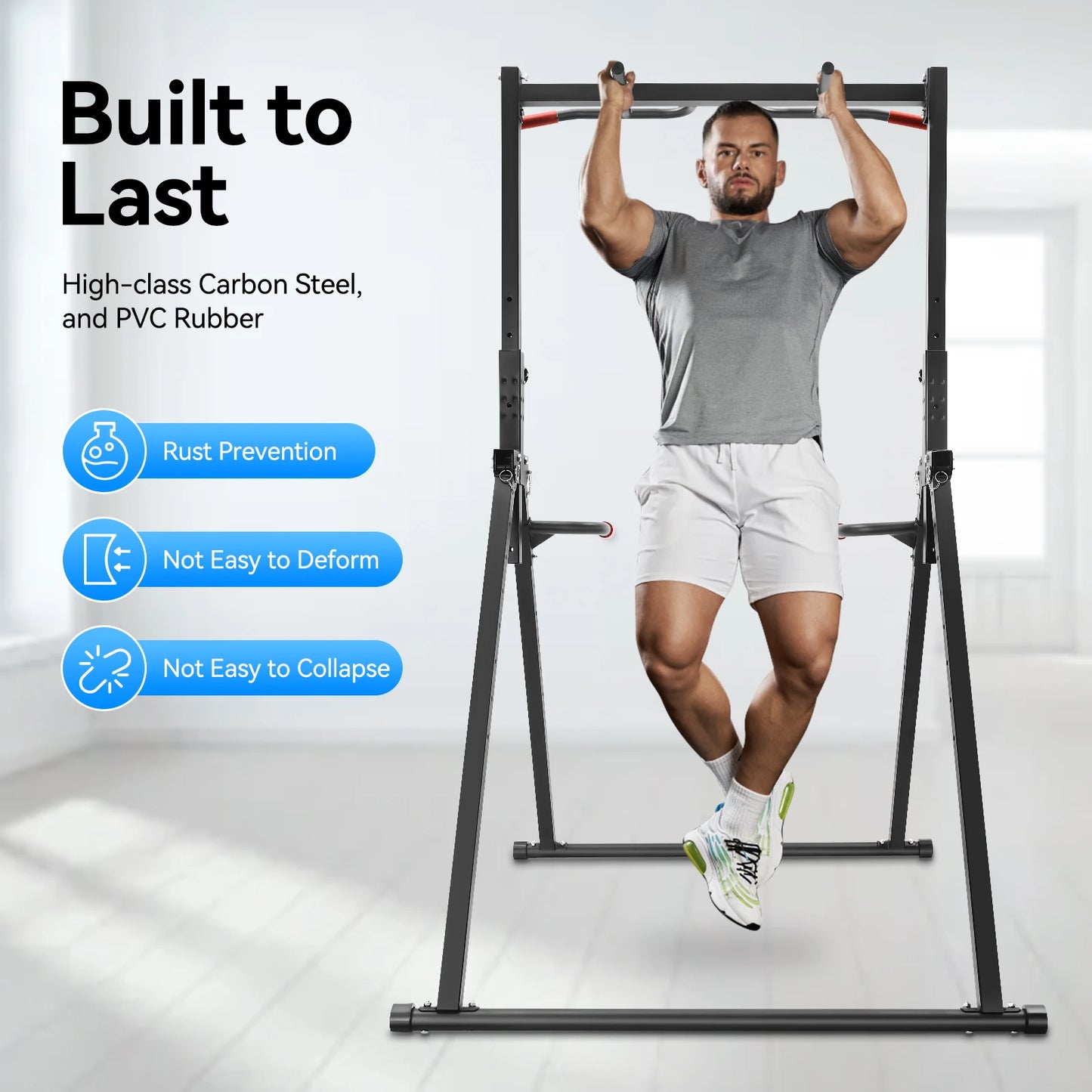 Industrial-Grade Power Tower Pull Up Bar Dip Station Home Gym