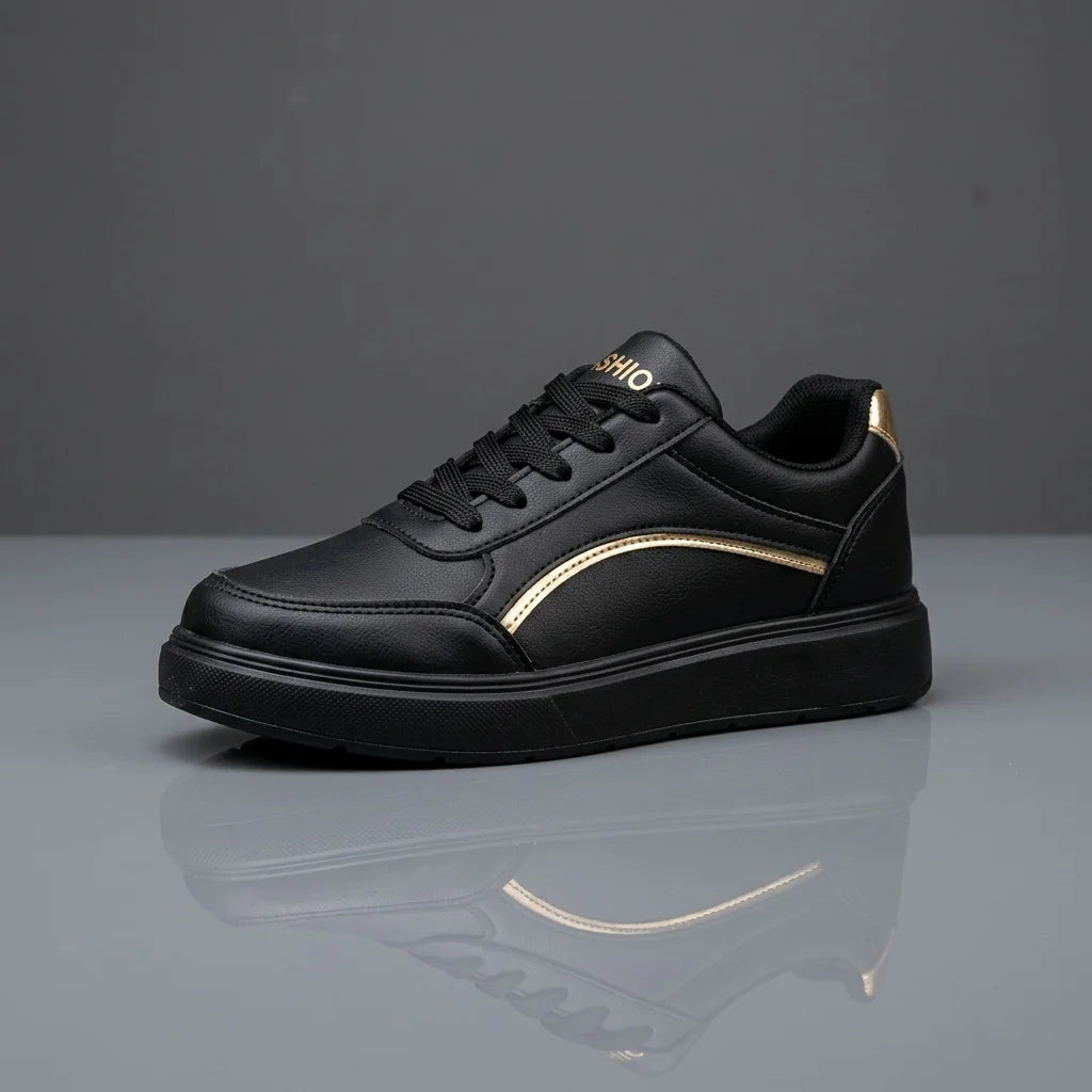 Women Platform Walking Sneakers Soft Leather Lightweight Trainers