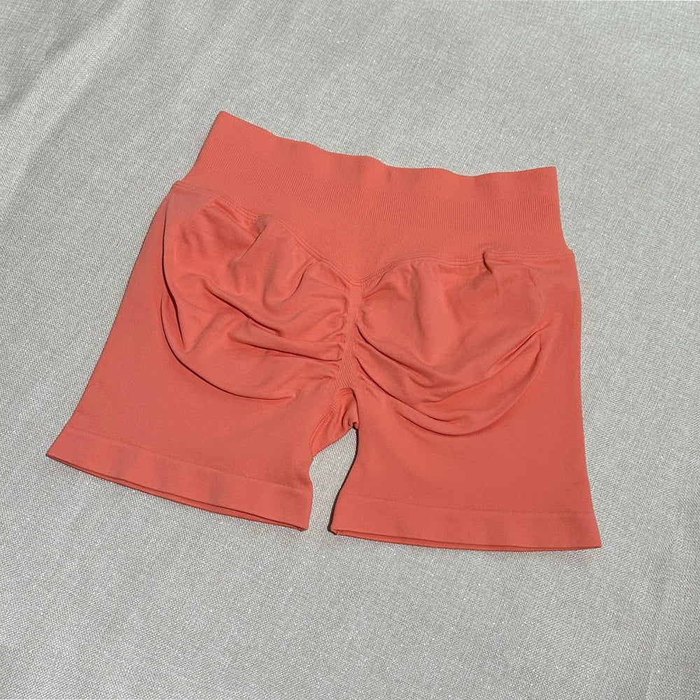Seamless Yoga Shorts For Women Low Waist Triple Panel Waistband