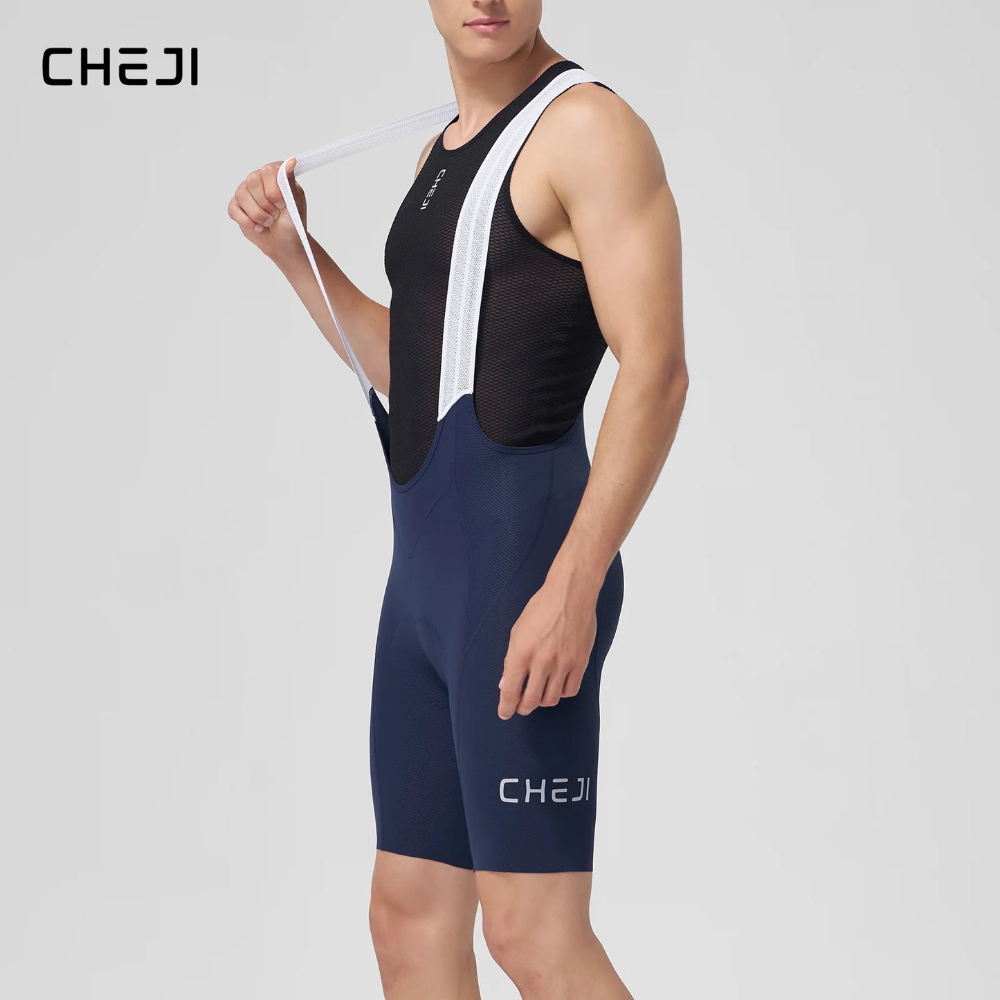Cheji Mens Cycling Bib Shorts Breathable Seamless Comfort Quick Drying
