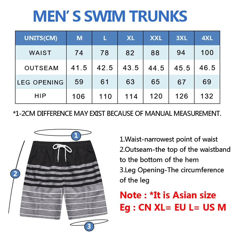Quick Dry Summer Mens Swimwear Beach Board Shorts For Men